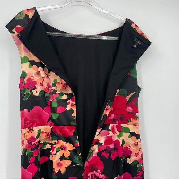 Talbots Sheath Dress Size 12 Floral Satin Watercolor Sleeveless - Picture 11 of 11
